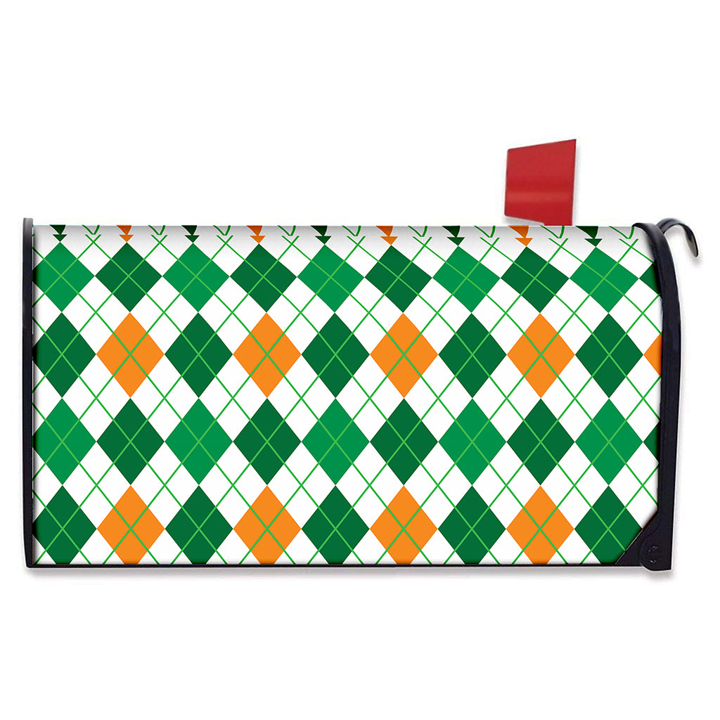 St Patrick's Day Argyle Pattern Print Mailbox Cover