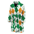 St Patrick's Day Argyle Pattern Print Men's Bathrobe