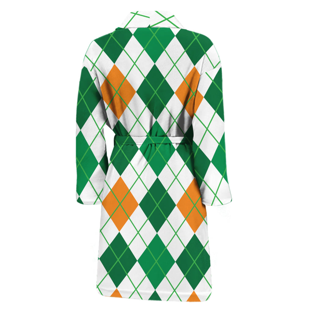 St Patrick's Day Argyle Pattern Print Men's Bathrobe