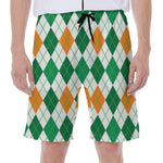St Patrick's Day Argyle Pattern Print Men's Beach Shorts