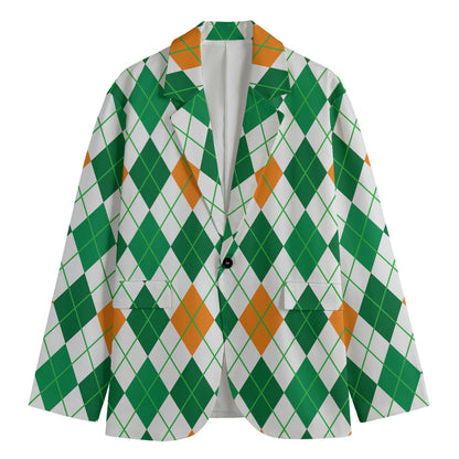 St Patrick's Day Argyle Pattern Print Men's Blazer