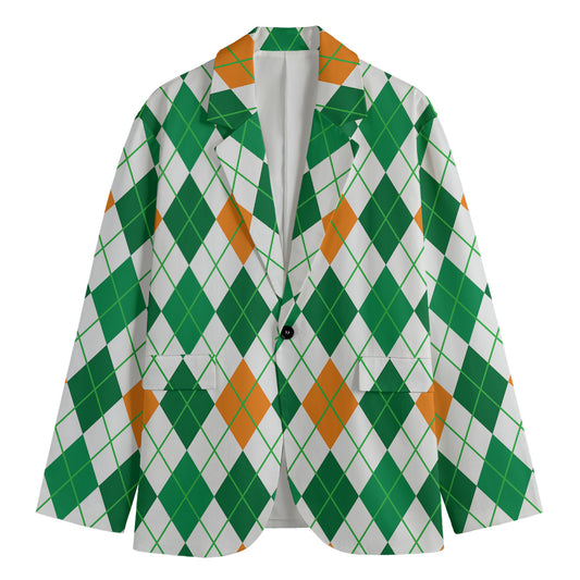 St Patrick's Day Argyle Pattern Print Men's Blazer