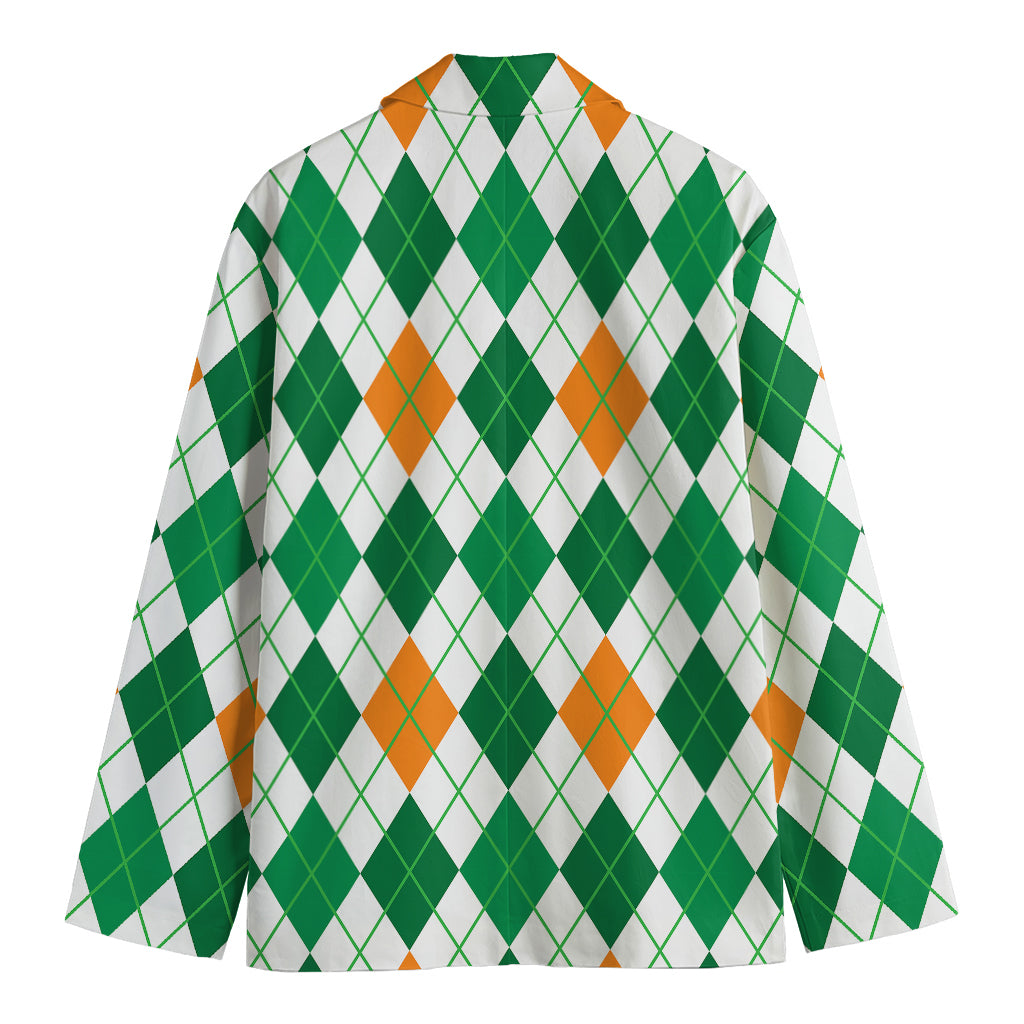 St Patrick's Day Argyle Pattern Print Men's Blazer