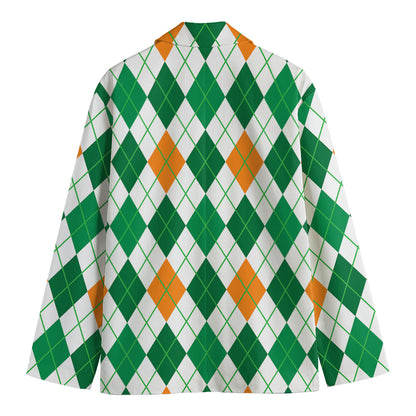 St Patrick's Day Argyle Pattern Print Men's Blazer