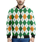 St Patrick's Day Argyle Pattern Print Men's Bomber Jacket