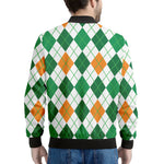 St Patrick's Day Argyle Pattern Print Men's Bomber Jacket