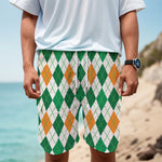 St Patrick's Day Argyle Pattern Print Men's Cargo Shorts