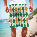 St Patrick's Day Argyle Pattern Print Men's Cargo Shorts