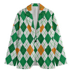 St Patrick's Day Argyle Pattern Print Men's Cotton Blazer