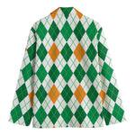 St Patrick's Day Argyle Pattern Print Men's Cotton Blazer