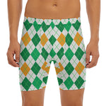 St Patrick's Day Argyle Pattern Print Men's Long Boxer Briefs