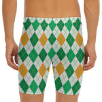 St Patrick's Day Argyle Pattern Print Men's Long Boxer Briefs