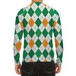 St Patrick's Day Argyle Pattern Print Men's Long Sleeve Rash Guard