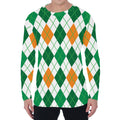St Patrick's Day Argyle Pattern Print Men's Long Sleeve T-Shirt