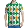 St Patrick's Day Argyle Pattern Print Men's Polo Shirt