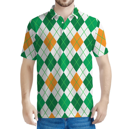 St Patrick's Day Argyle Pattern Print Men's Polo Shirt