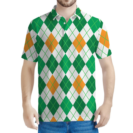 St Patrick's Day Argyle Pattern Print Men's Polo Shirt