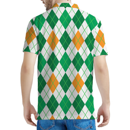 St Patrick's Day Argyle Pattern Print Men's Polo Shirt