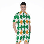 St Patrick's Day Argyle Pattern Print Men's Rompers