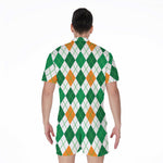 St Patrick's Day Argyle Pattern Print Men's Rompers