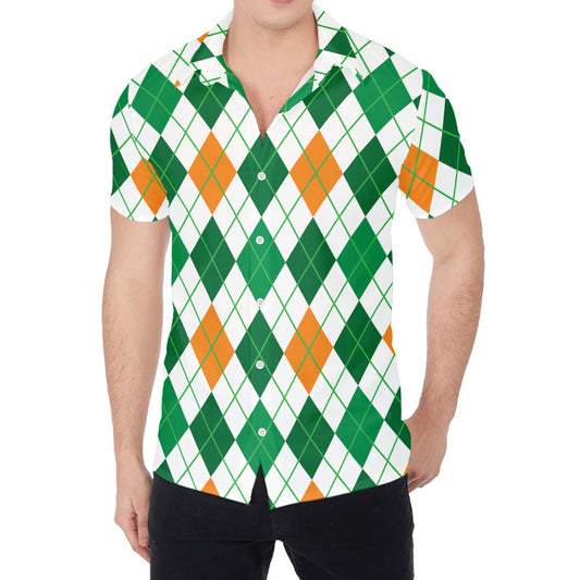 St Patrick's Day Argyle Pattern Print Men's Shirt