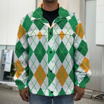 St Patrick's Day Argyle Pattern Print Men's Shirt Jacket