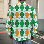 St Patrick's Day Argyle Pattern Print Men's Shirt Jacket
