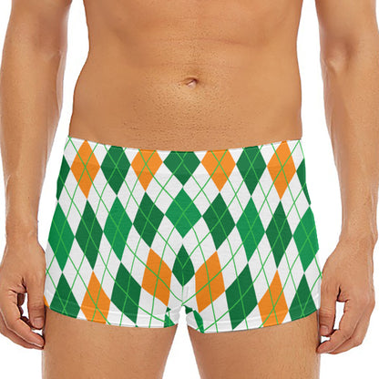 St Patrick's Day Argyle Pattern Print Men's Short Boxer Briefs