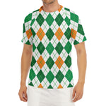 St Patrick's Day Argyle Pattern Print Men's Short Sleeve Rash Guard