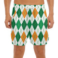 St Patrick's Day Argyle Pattern Print Men's Split Running Shorts