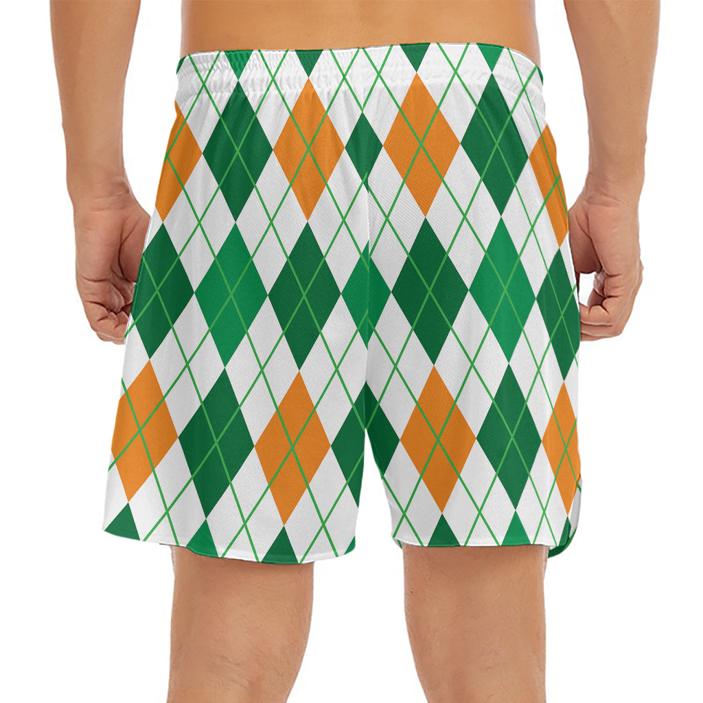 St Patrick's Day Argyle Pattern Print Men's Split Running Shorts
