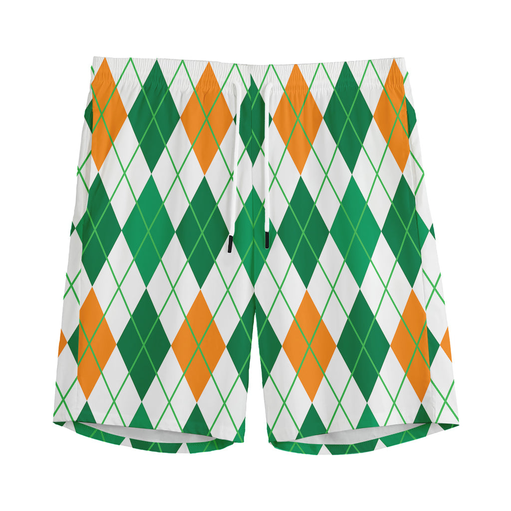 St Patrick's Day Argyle Pattern Print Men's Sports Shorts