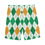 St Patrick's Day Argyle Pattern Print Men's Sports Shorts