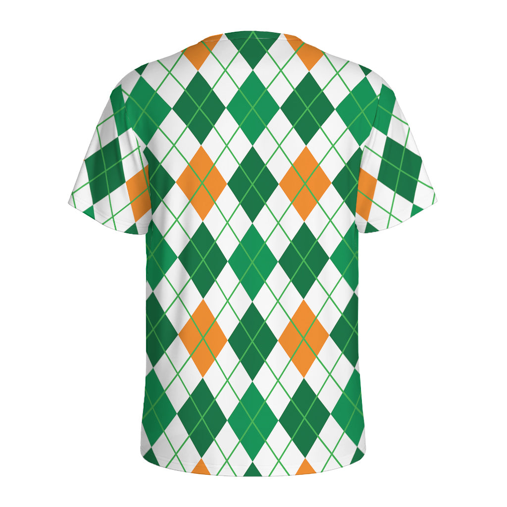 St Patrick's Day Argyle Pattern Print Men's Sports T-Shirt