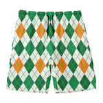 St Patrick's Day Argyle Pattern Print Men's Swim Trunks