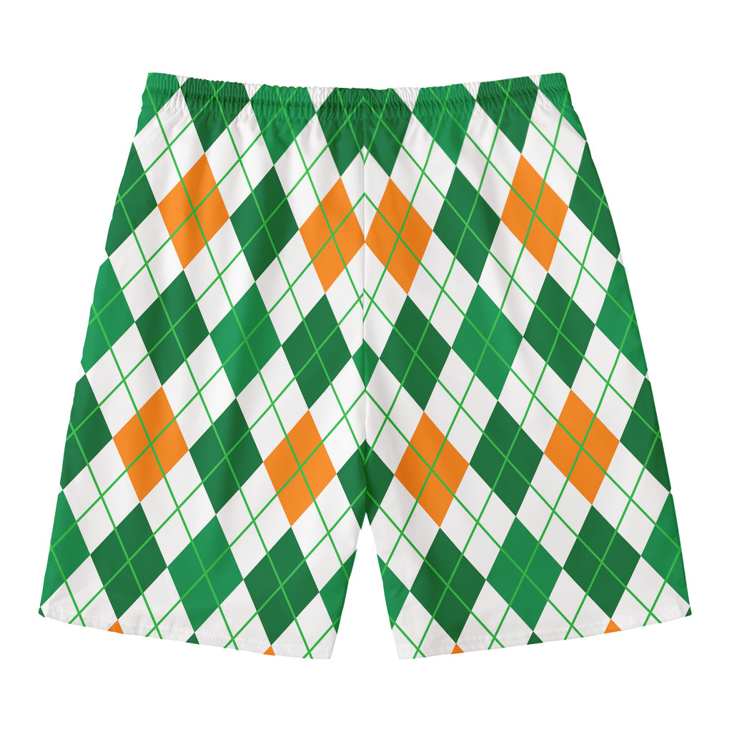 St Patrick's Day Argyle Pattern Print Men's Swim Trunks