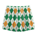 St Patrick's Day Argyle Pattern Print Mesh Shorts