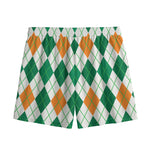 St Patrick's Day Argyle Pattern Print Mesh Shorts