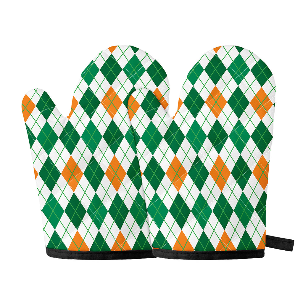 St Patrick's Day Argyle Pattern Print Oven Mitts