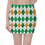 St Patrick's Day Argyle Pattern Print Pencil Mini Skirt