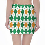 St Patrick's Day Argyle Pattern Print Pencil Mini Skirt