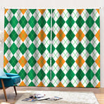 St Patrick's Day Argyle Pattern Print Pencil Pleat Curtains