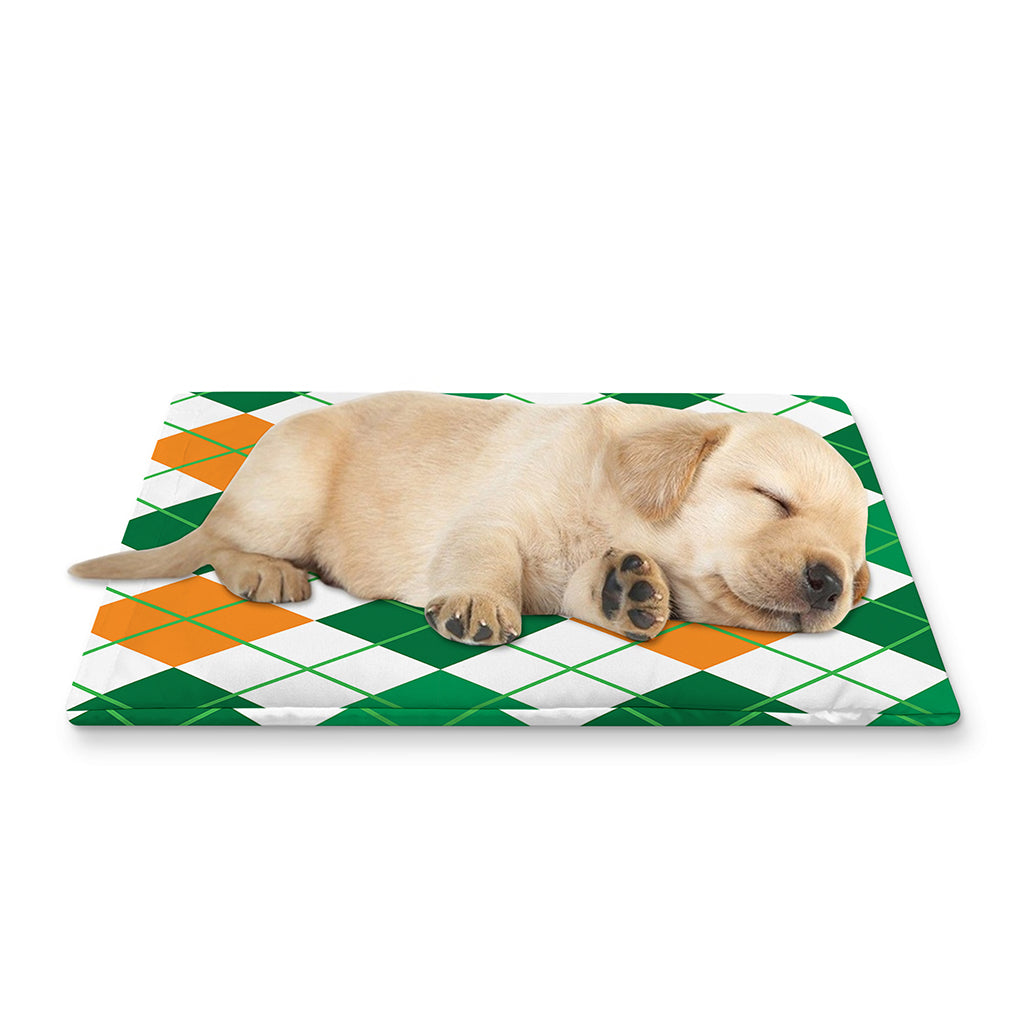 St Patrick's Day Argyle Pattern Print Pet Cooling Mat Cover