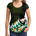 St Patrick's Day Argyle Pattern Print Pet Sling Carrier