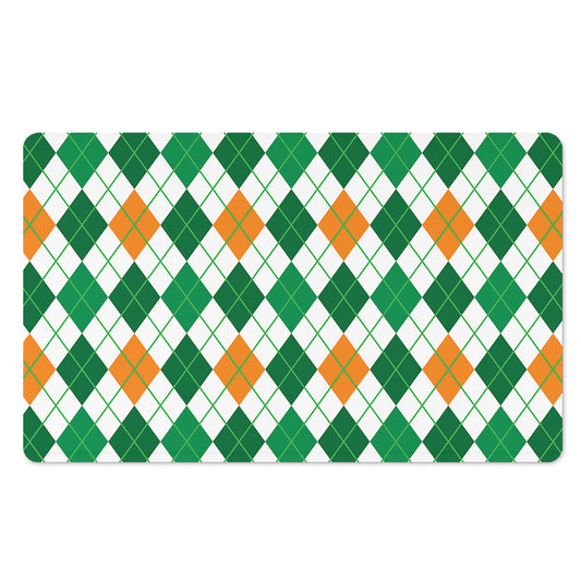 St Patrick's Day Argyle Pattern Print Polyester Doormat