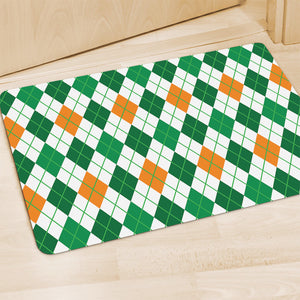 St Patrick's Day Argyle Pattern Print Polyester Doormat