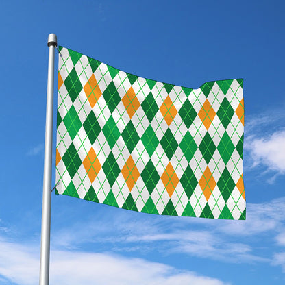 St Patrick's Day Argyle Pattern Print Polyester Flag