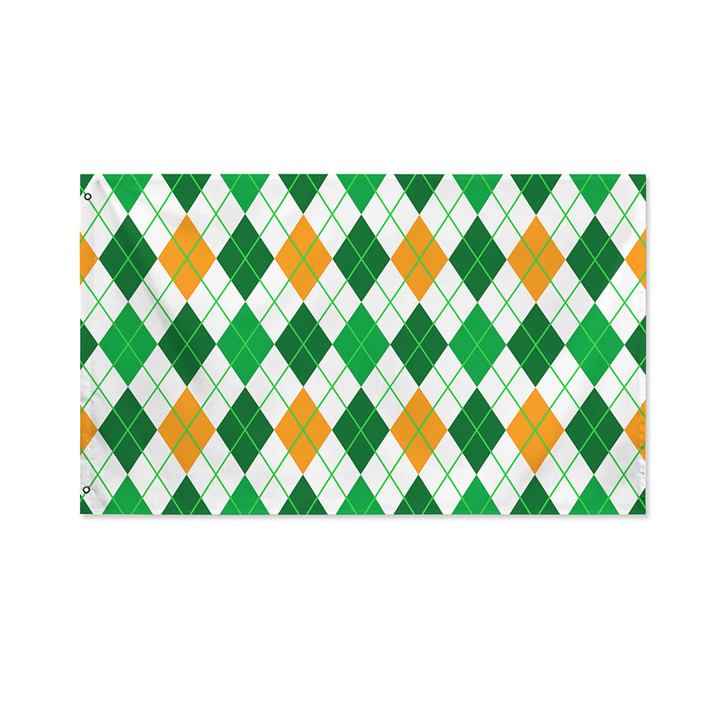 St Patrick's Day Argyle Pattern Print Polyester Flag