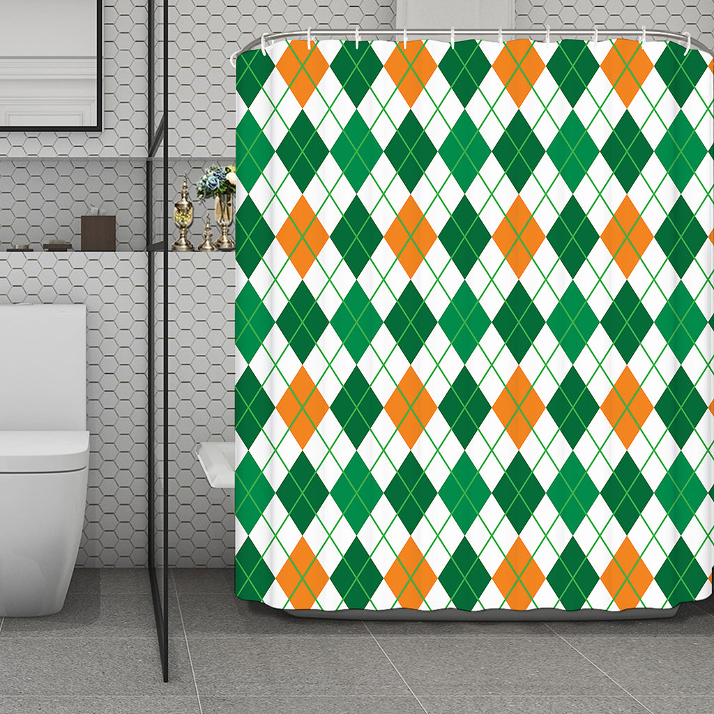 St Patrick's Day Argyle Pattern Print Polyester Shower Curtain