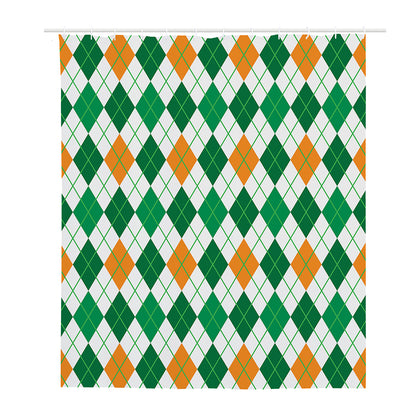 St Patrick's Day Argyle Pattern Print Polyester Shower Curtain